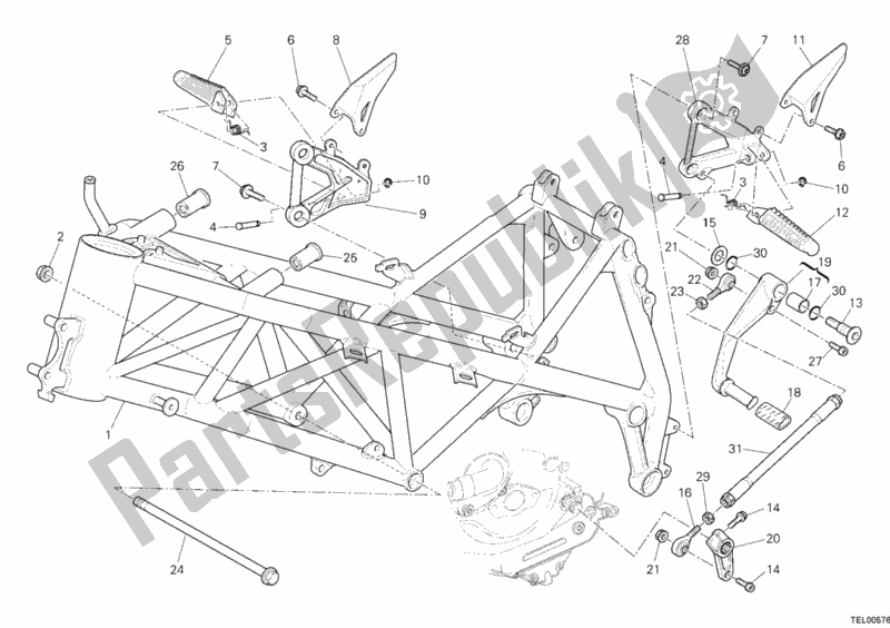All parts for the Frame of the Ducati Superbike 1198 S USA 2009